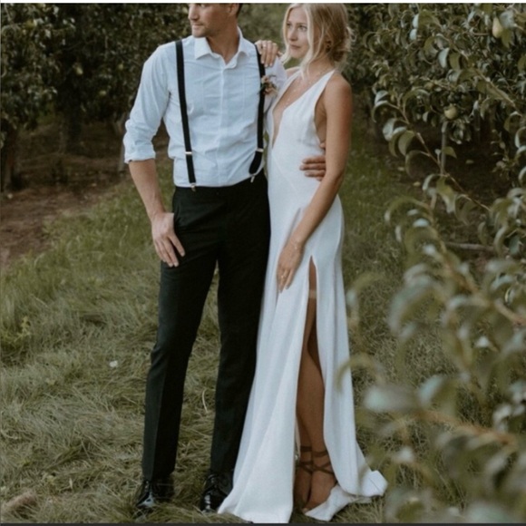 Michael Lo Sordo Alexandra Silk Wedding  Maxi Dress Ivory Size 12 - Picture 3 of 16